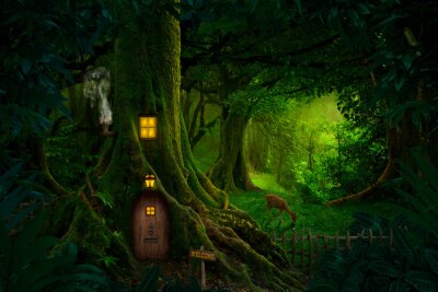 Fototapete Fantasy grünes Haus im Baum