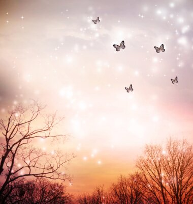 Fantasy-Himmel mit Schmetterlingen