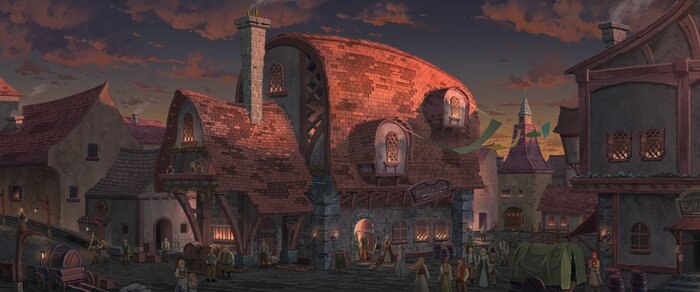 Fototapete Fantasy mittelalterliche Stadt