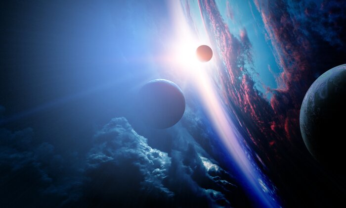 Fototapete Fantasy Planeten im Orbit