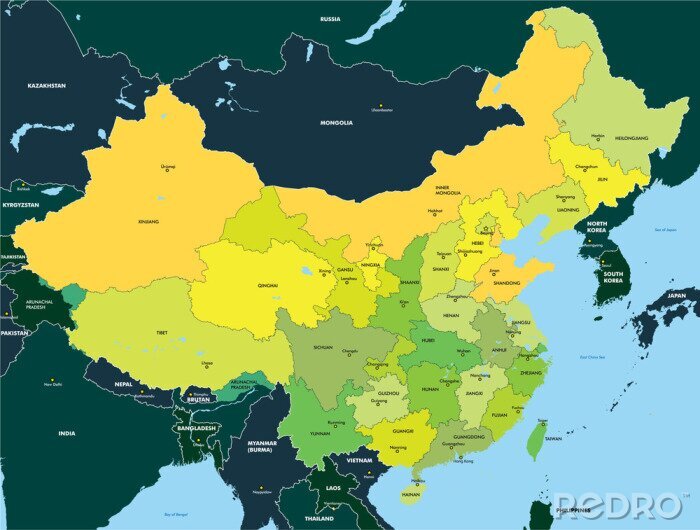 Fototapete Farbe Karte von China