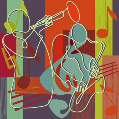 Fototapete Farbenfrohe abstrakte Jazzband