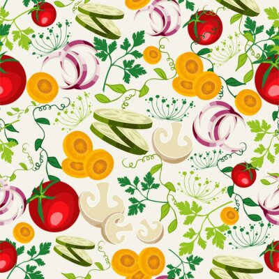Fototapete Farbenfrohe Illustration mit Gemüse