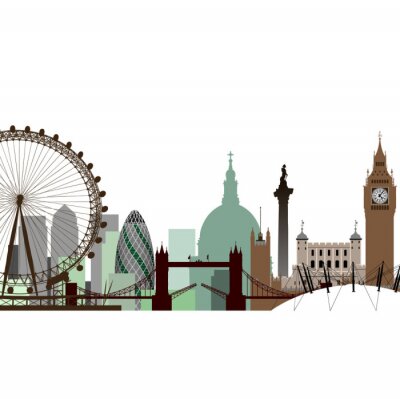 Fototapete Farbenfrohe Symbole von London