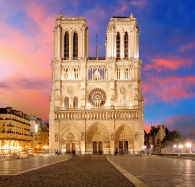 Fototapete Farbenfroher Himmel über Kathedrale Notre-Dame