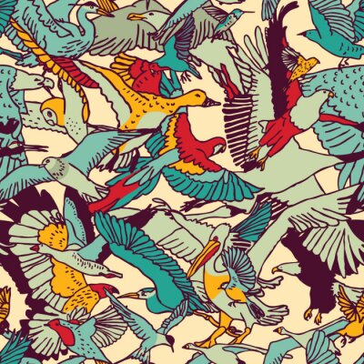 Fototapete Farbenfrohes Design mit Vögeln