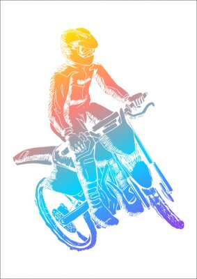 Fototapete Farbenfrohes Motocross-Thema
