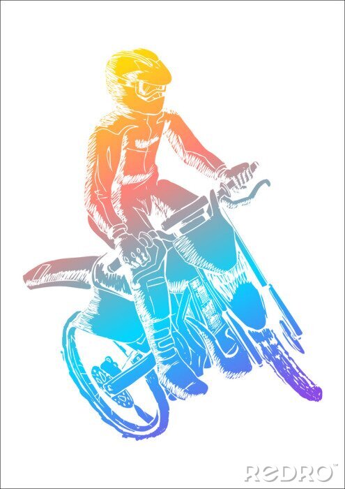 Fototapete Farbenfrohes Motocross-Thema