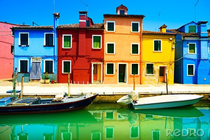 Fototapete Farbenreiche Häuser am Kanal