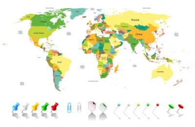 Fototapete Farbenreiche Weltkarte