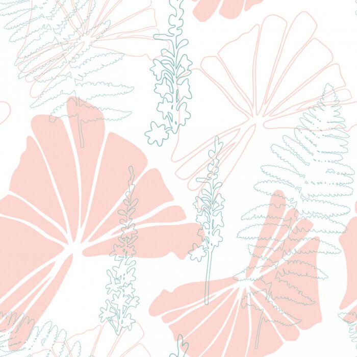 Fototapete Farbige Blätter Skizze