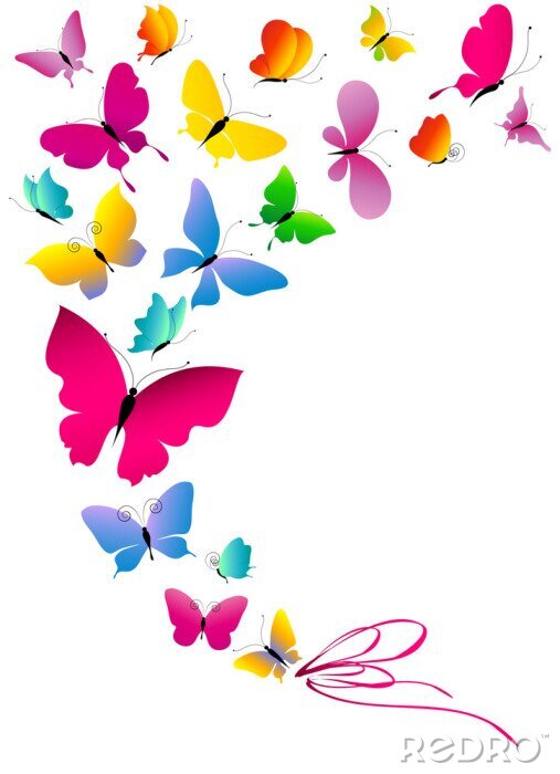 Fototapete Farbige fliegende Schmetterlinge