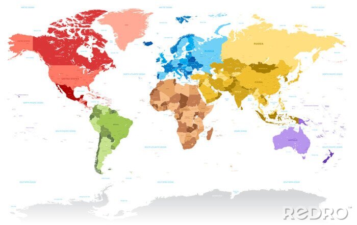 Fototapete Farbiges Motiv mit Weltkarte