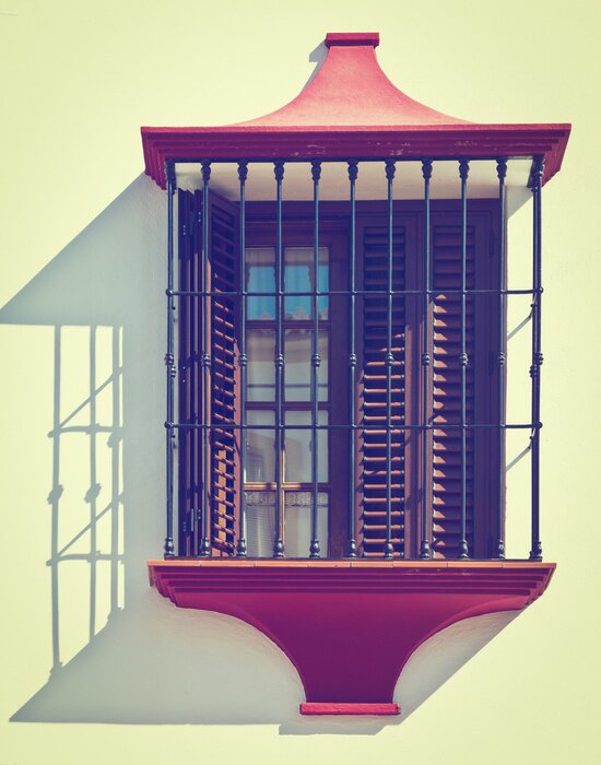 Fototapete Fassade mit roten elementen