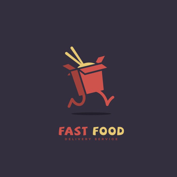 Fototapete Fast-Food-Logo mit Pommes Frites