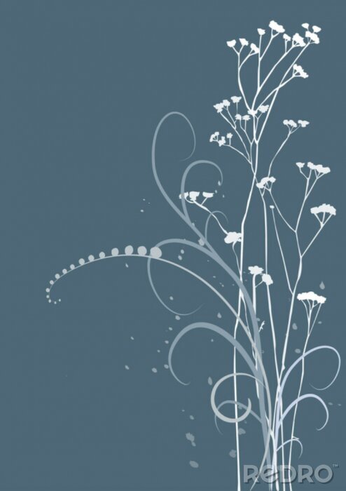 Fototapete Feldblumen auf blauem Hintergrund