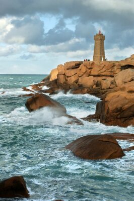 Fototapete Felsen Leuchtturm und Meer
