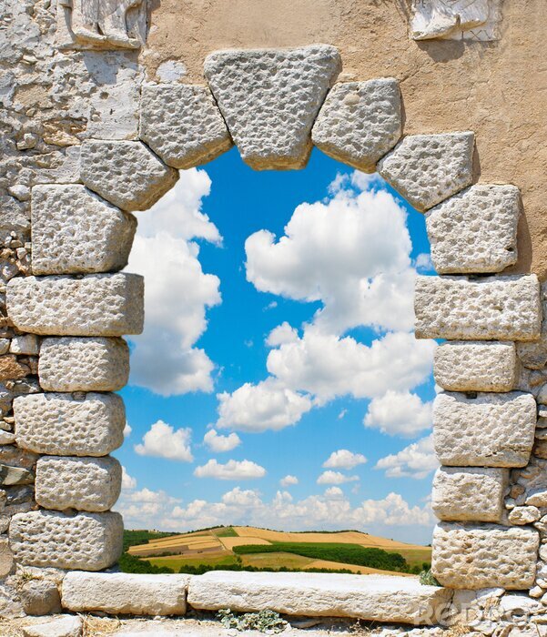 Fototapete Fenster aus steinen gemacht