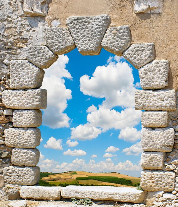 Fototapete Fenster aus steinen gemacht