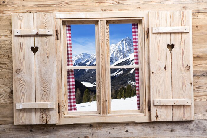 Fototapete Fenster berge