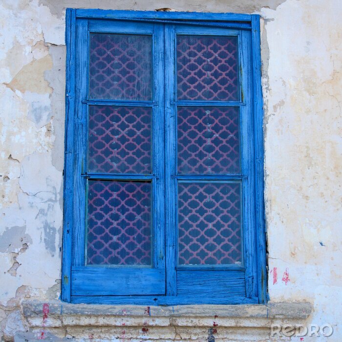 Fototapete Fenster in blauer farbe