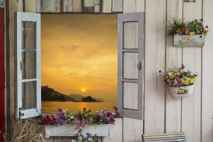 Fototapete Fenster meerblick