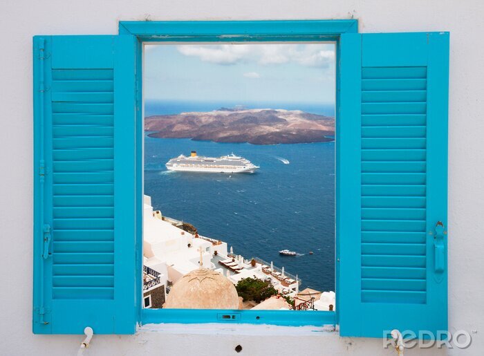 Fototapete Fenster mit Aussicht auf Meer