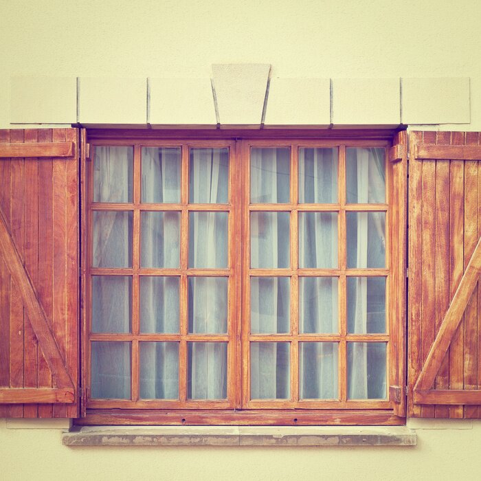Fototapete Fenster mit holz und stein