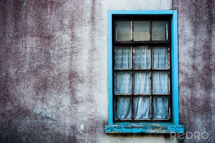 Fototapete Fenster mit türkisem rahmen