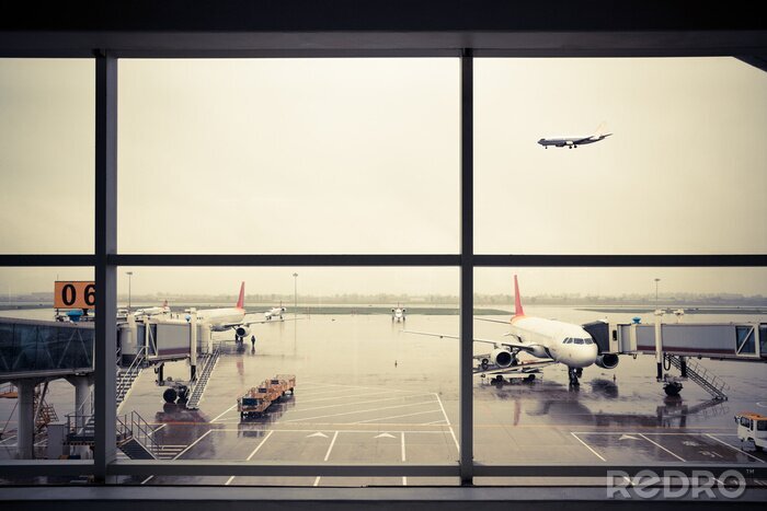 Fototapete Fenster zum Flughafen
