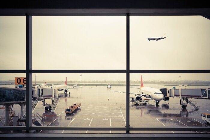 Fototapete Fenster zum Flughafen