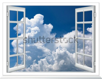 Fototapete Fensterblick auf Wolken am Himmel