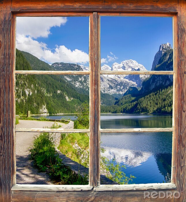 Fototapete Fensterblick Gosausee