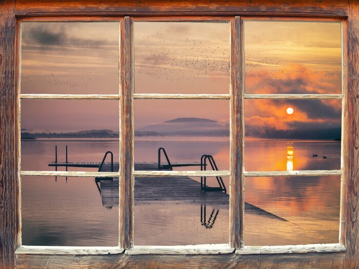 Fototapete Fensterblick Sonnenaufgang