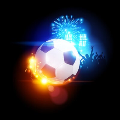 Fototapete Feuerwerk über Fußball