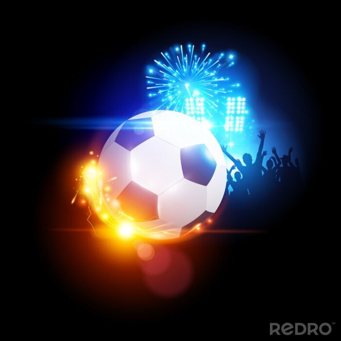 Fototapete Feuerwerk über Fußball