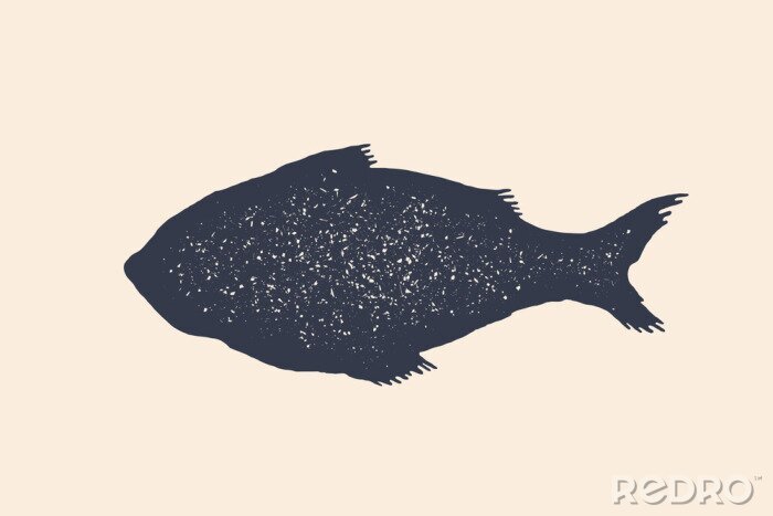 Fototapete Fische schwarzer Fisch gefüllt mit unregelmäßigen Punkten