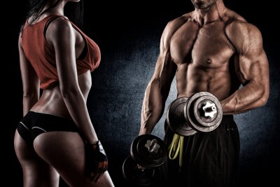 Fototapete Fitness Athleten auf dunklem Hintergrund