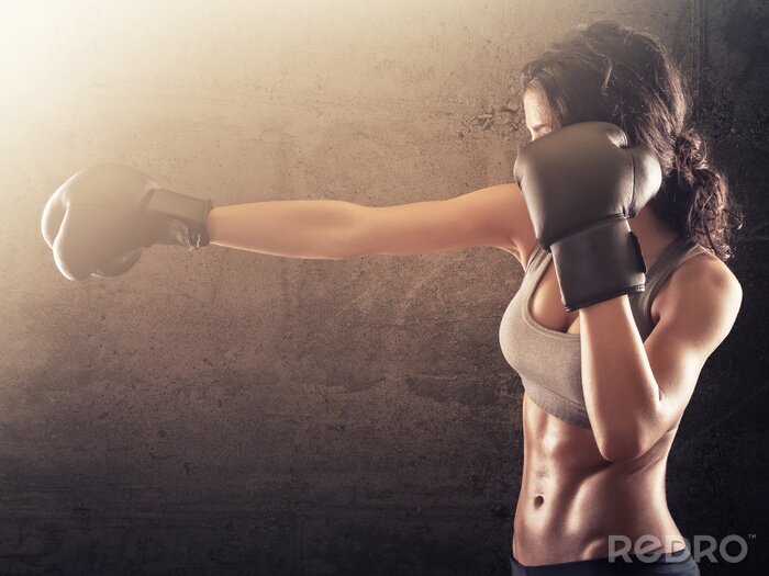 Fototapete Fitness Frau beim Boxtraining