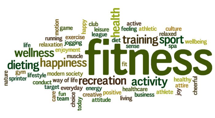 Fototapete Fitness - Wortwolke auf weißem Hintergrund