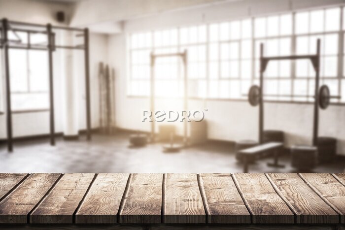 Fototapete Fitnessstudio im Vintage-Stil mit Gewichten