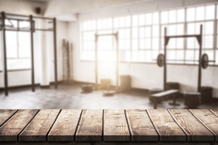 Fototapete Fitnessstudio im Vintage-Stil mit Gewichten