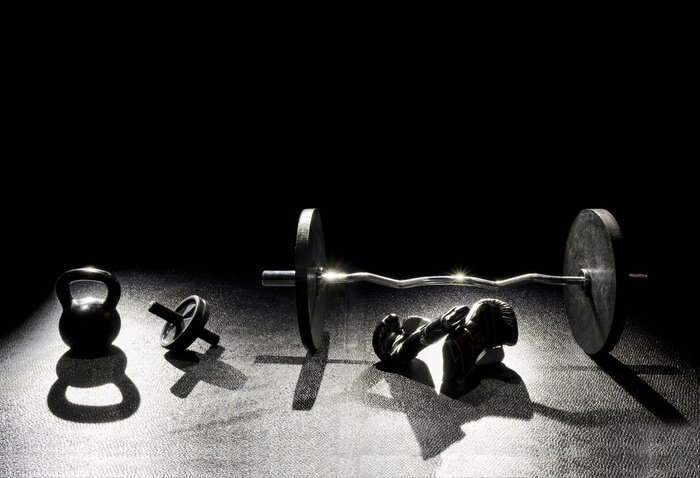 Fototapete Fitnessstudio mit Boxhandschuhen