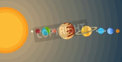 Fototapete Flache Illustration mit Sonnensystem