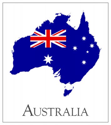 Fototapete Flagge von Australien auf der Karte