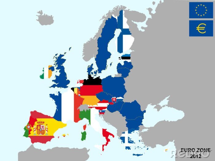 Fototapete Flaggen auf EU-Ländern