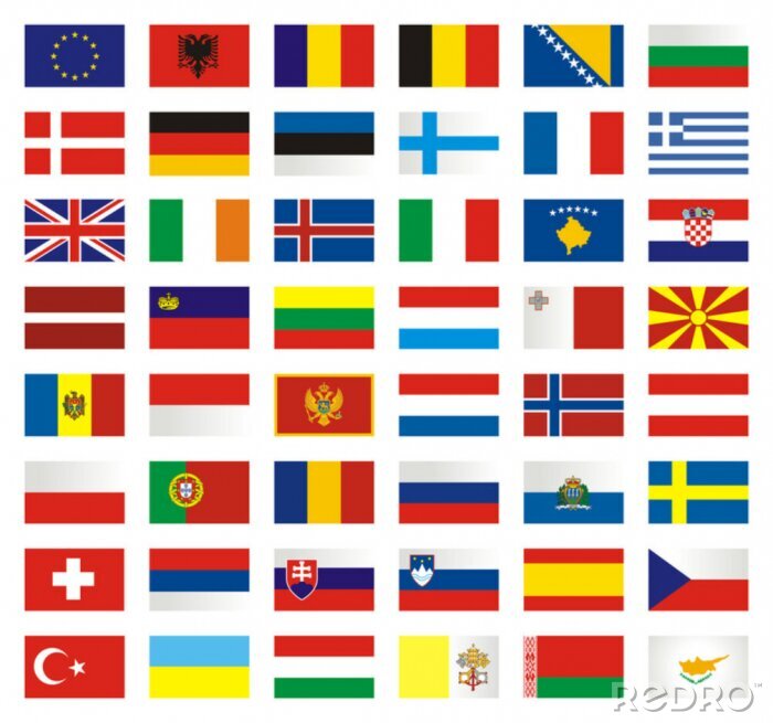 Fototapete Flaggen europäischer Länder