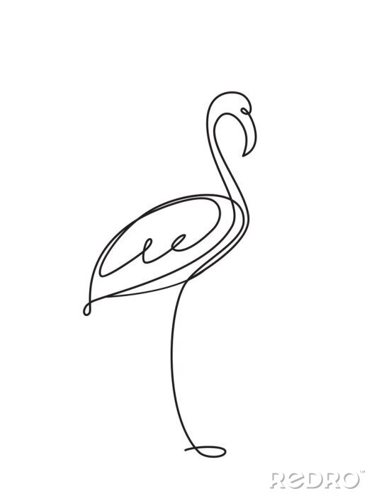 Fototapete Flamingo line art