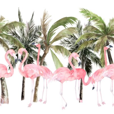 Flamingo und Palmen
