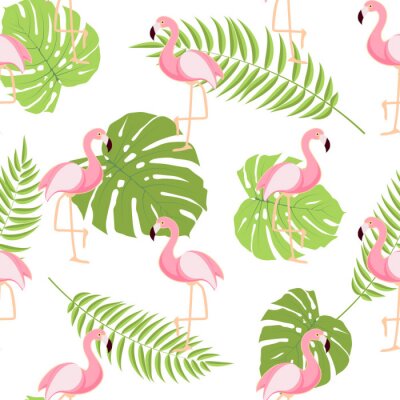 Flamingos umzingelt von Blättern